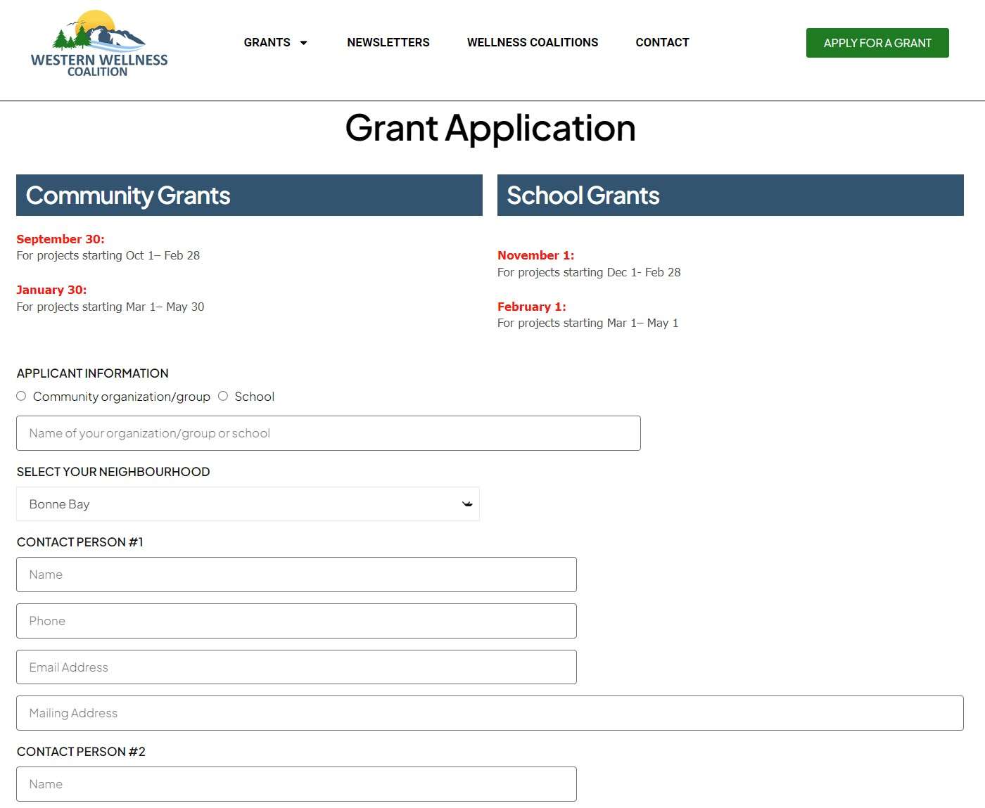 western wellness grant application